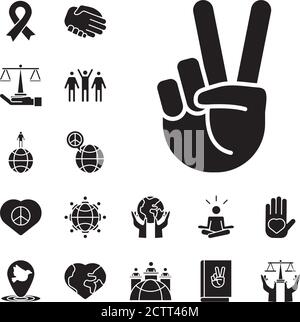 bundle of twenty five human rights silhouette style set icons vector illustration design Stock Vector