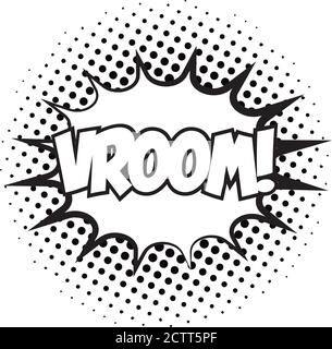 expression splash with vroom word pop art line style vector illustration design Stock Vector