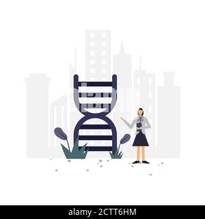 Dna flat illustration.Vector design template.Suitable for landing page, ui, website, mobile app, editorial, poster, flyer, article, and banner. Stock Vector