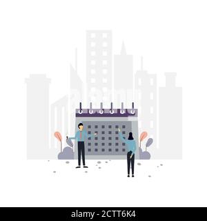 Calendar flat illustration.Vector design template.Suitable for landing page, ui, website, mobile app, editorial, poster, flyer, article, and banner. Stock Vector
