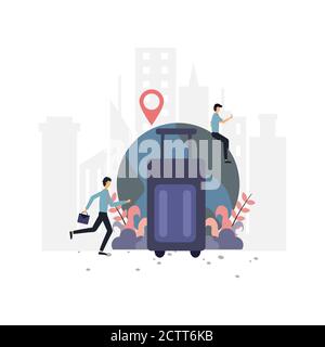 Time for a vacation trip flat illustration.Vector design template.Suitable for landing page, ui, website, mobile app, editorial, poster, flyer, articl Stock Vector