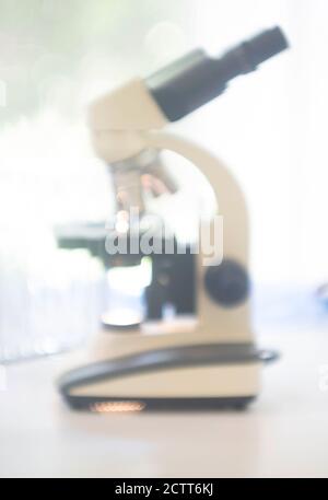 Microscope in laboratory Stock Photo