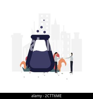 Erlenmeyer pumpkin flat illustration.Vector design template.Suitable for landing page, ui, website, mobile app, editorial, poster, flyer, article, and Stock Vector