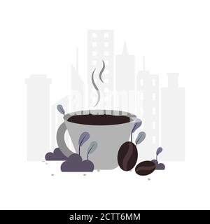 Coffee flat illustration.Vector design.Suitable for landing page, ui, website, mobile app, editorial, poster, flyer, article, and banner. Stock Vector