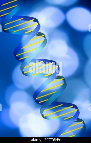 DNA helix on blue abstract background Stock Photo