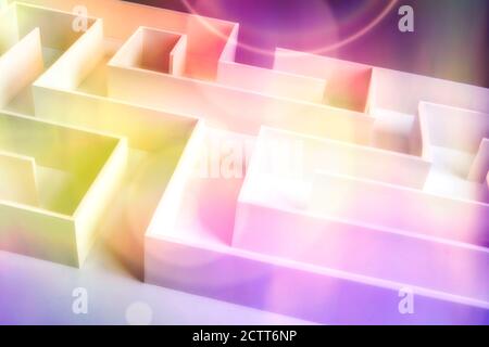 Maze with pastel colorful background Stock Photo