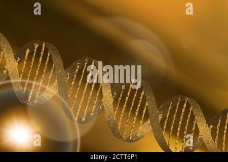 DNA helix on gold background Stock Photo