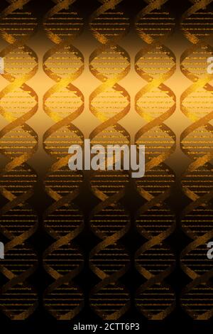 DNA helixes on gold background Stock Photo
