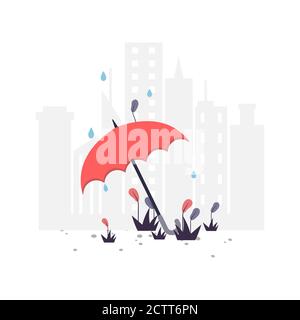 Umbrella flat illustration.Vector design.Suitable for landing page, ui, website, mobile app, editorial, poster, flyer, article, and banner. Stock Vector
