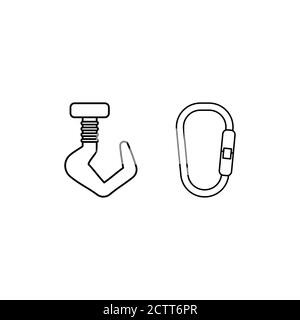carabiner and hook icon design template isolated Stock Vector