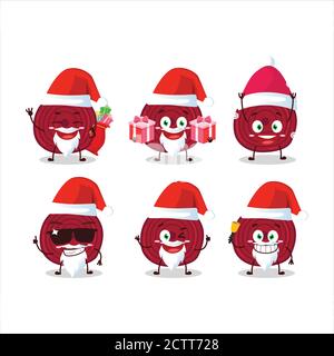 Santa Claus emoticons with slice of beet root cartoon character Stock Vector