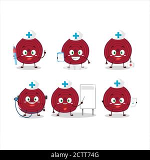 Doctor profession emoticon with slice of beet root cartoon character Stock Vector