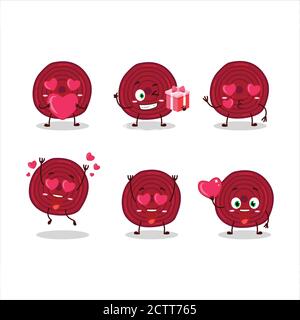 Slice of beet root cartoon character with love cute emoticon Stock Vector