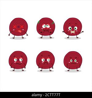 Slice of beet root cartoon character with nope expression Stock Vector
