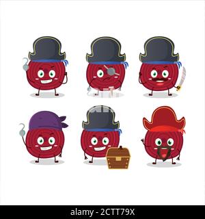 Cartoon character of slice of beet root with various pirates emoticons Stock Vector