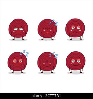 Cartoon character of slice of beet root with sleepy expression Stock Vector