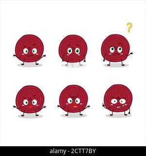 Cartoon character of slice of beet root with what expression Stock Vector