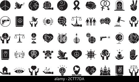 bundle of fifty human rights line style set icons vector illustration ...