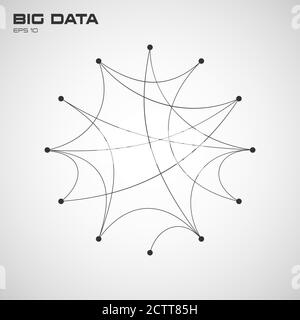 Big data. Visualization of algorithms with arc lines connection and points. Design for business, science, technology. Connection Structure on white Stock Vector