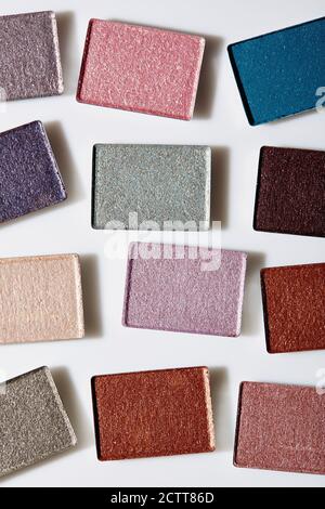 Colorful eye shadows on white background Stock Photo