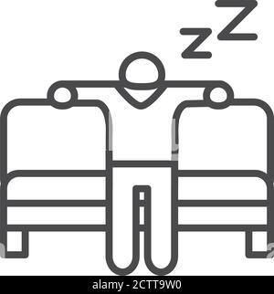 insomnia, character sleeping in the sofa vector illustration linear icon style Stock Vector