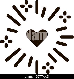 Heart And Firework Wedding glyph icon Stock Vector