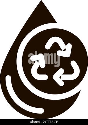 Water Drop And Recycling Mark Vector Sign Icon Stock Vector