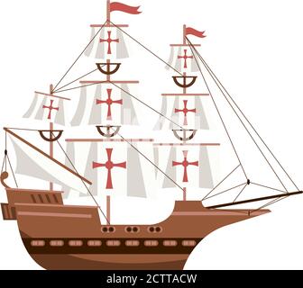 caravel ship sailboat isolated icon vector illustration design Stock Vector