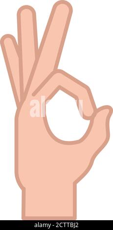 sign language hand indicating ok gesture vector illustration line icon ...