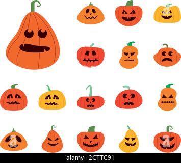 Set of 16 halloween pumpkins Stock Vector Image & Art - Alamy