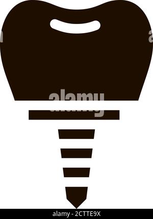 Dentist Stomatology Tooth Implant glyph icon Stock Vector