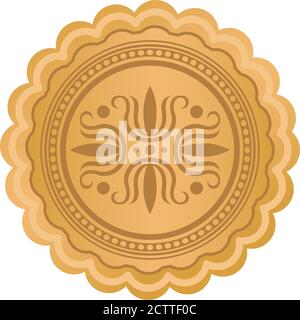 mid autumn cake sweet and letters air view flat style icon vector illustration design Stock Vector