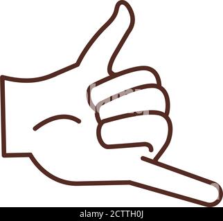 sign language hand gesture indicating aloha vector illustration line icon Stock Vector