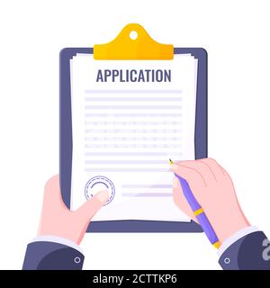 Submit application document form flat style design icon sign vector illustration. Stock Vector