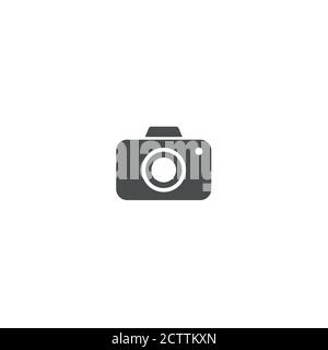 Black flat creative camera . Isolated on white. Retro vector illustration. Summer adventures photo. Stock Vector