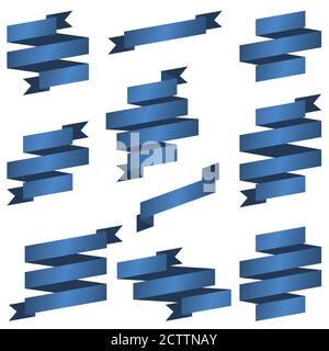 big collection of blue retro banners vector Stock Vector
