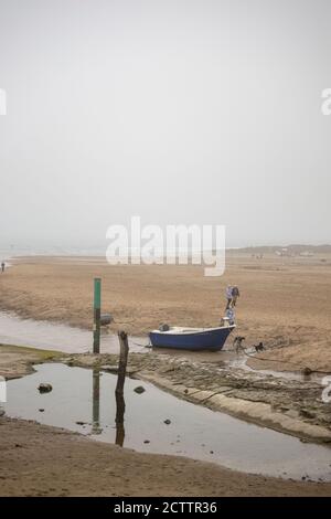 Foggy day in Bude, Cornwall Stock Photo
