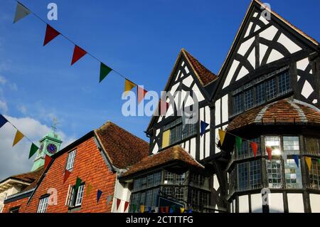 Medieval street in city of Salisbury. England, UK. Stock Photo