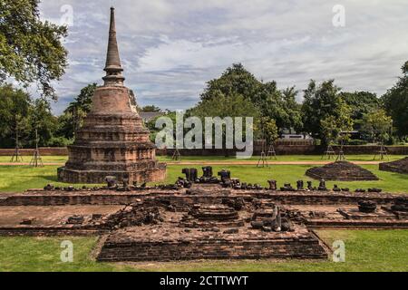 Ruins of Wat Ratchaburana in Ayutthaya, Thailand. Stock Photo