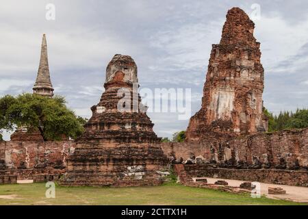 Ruins of Wat Mahathat in Ayutthaya, Thailand. Stock Photo