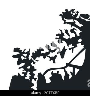 Black silhouette shadows from trees and branches Stock Vector