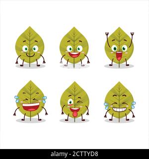 Cartoon character of green leaves with smile expression Stock Vector