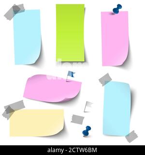 vector file of empty papers collection with different office accessories Stock Vector