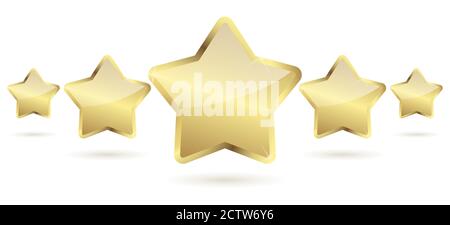 five golden stars with shadow in a row vector file Stock Vector