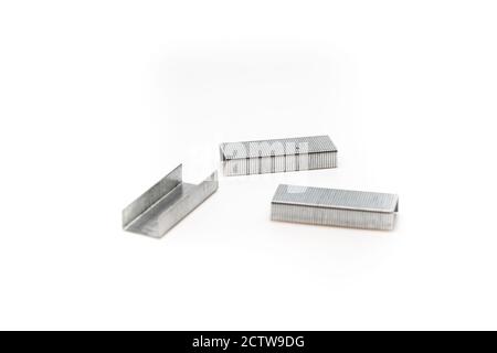 staples stack isolated on a white background Stock Photo