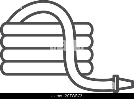 gardening, plastic hose irrigation tool line icon style vector illustration Stock Vector
