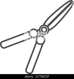 gardening, pruning shears with wooden handles tool line icon style vector illustration Stock Vector