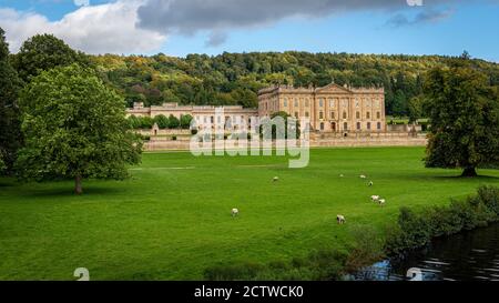 Chatsworth House in the Peak District, England. The house was the setting for the popular television series Pride and Prejudice
