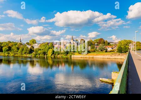 View on the Kettwig borough of Essen, North Rhine Westphalia, Germany by the Ruhr river. Until 1975, Kettwig was a town in its own right. Stock Photo