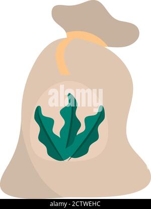 gardening, fertilizer sack organic flat icon style vector illustration Stock Vector